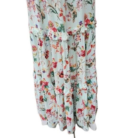 Abel The Label Floral Maxi Dress Size M – Boho Tiered Smocked Sleeveless Rayon - Picture 4 of 16
